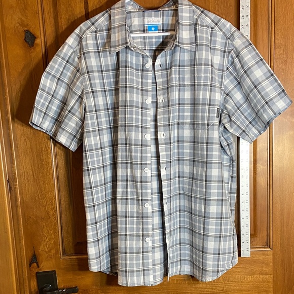 Columbia Gray and White Plaid Button Up Shirt, Cotton, XL - Picture 9 of 9